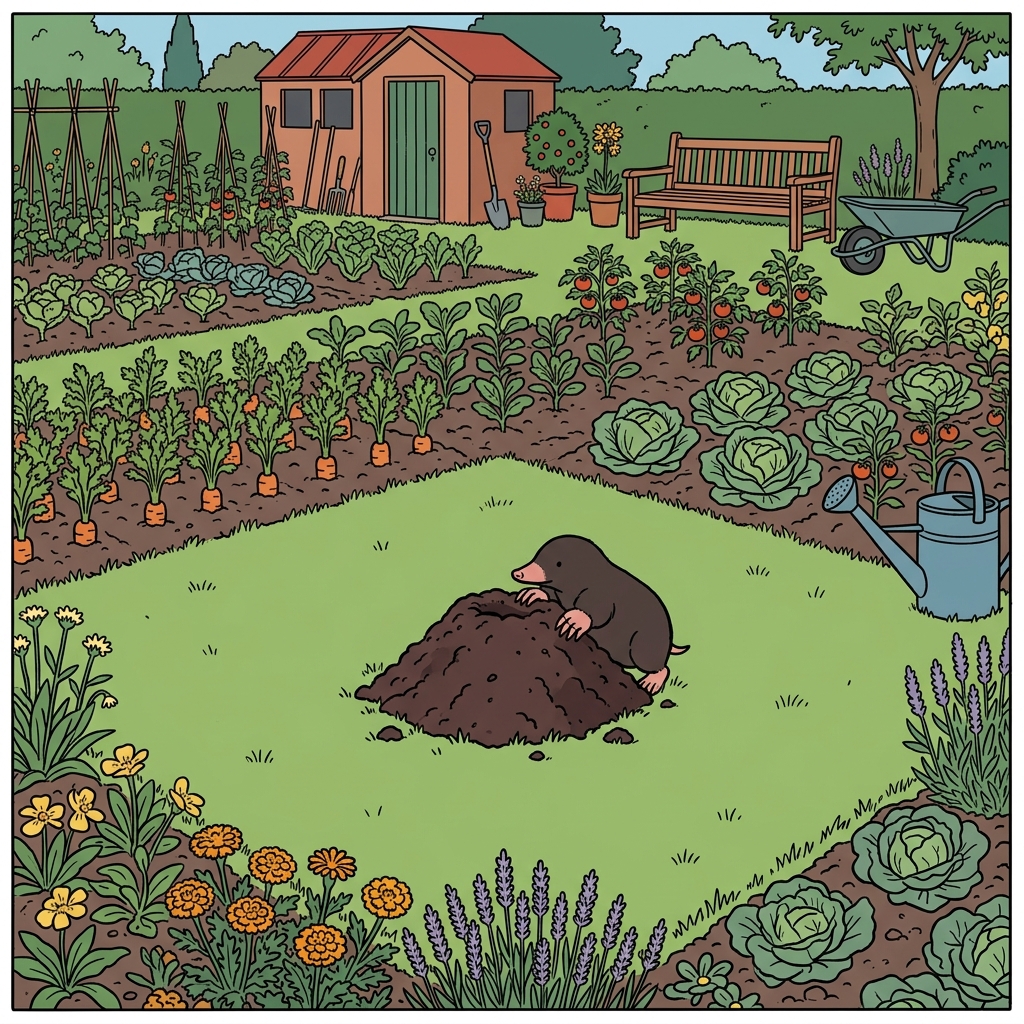 AI mnemonic illustration for the English word "molehill"