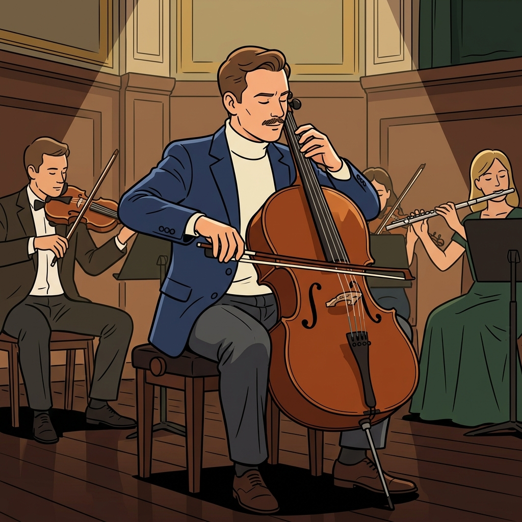 AI mnemonisk illustration for det engelske ord "musician"