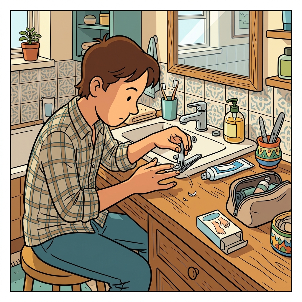 AI na mnemonic na ilustrasyon para sa salitang Ingles na "nail clipper"