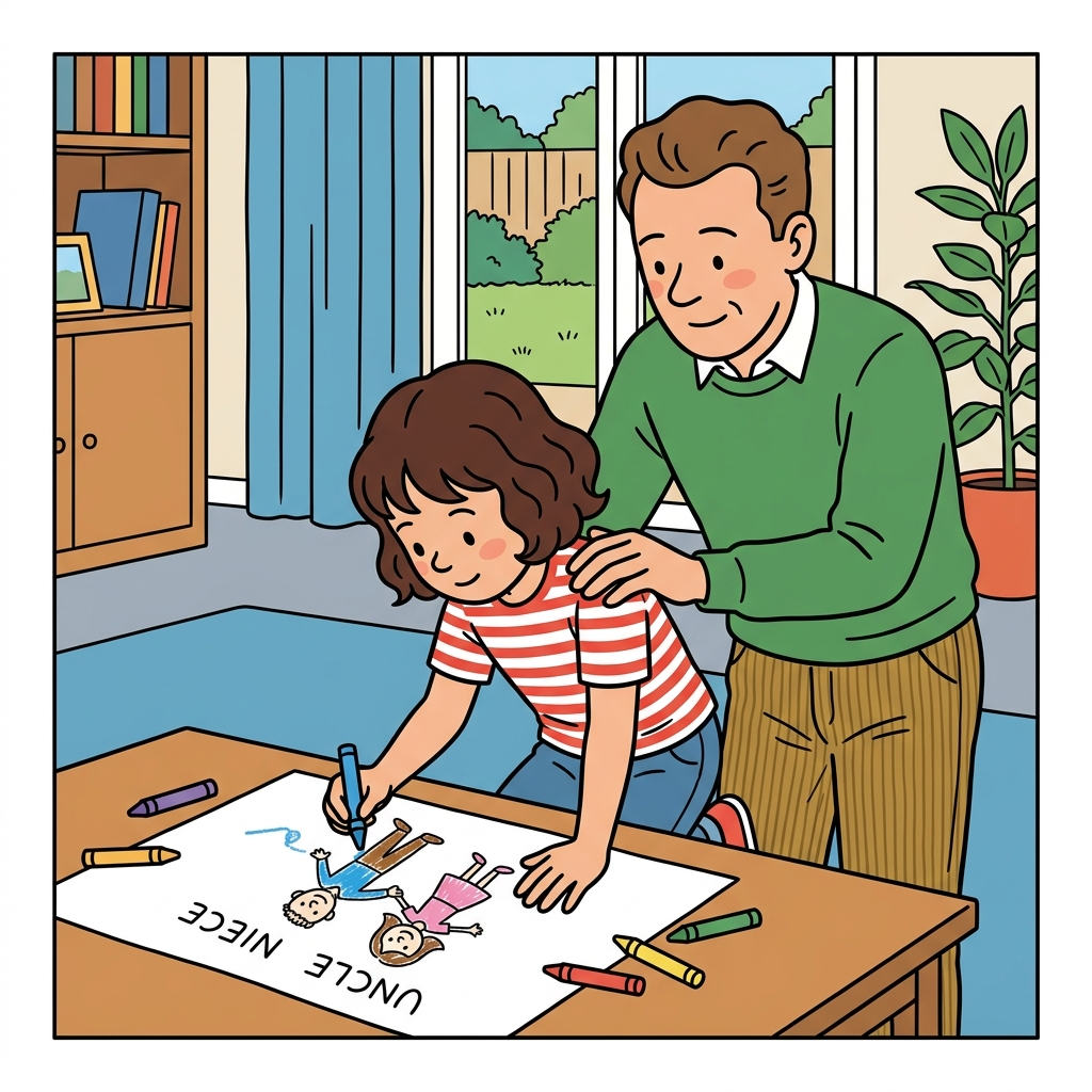 AI mnemonisk illustration for det engelske ord "niece"