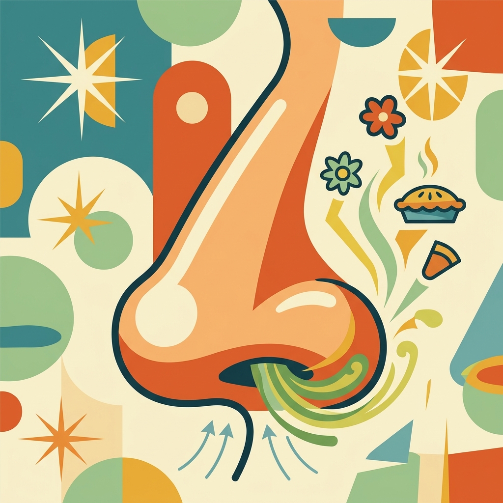 AI mnemonic illustration for the English word "nose"