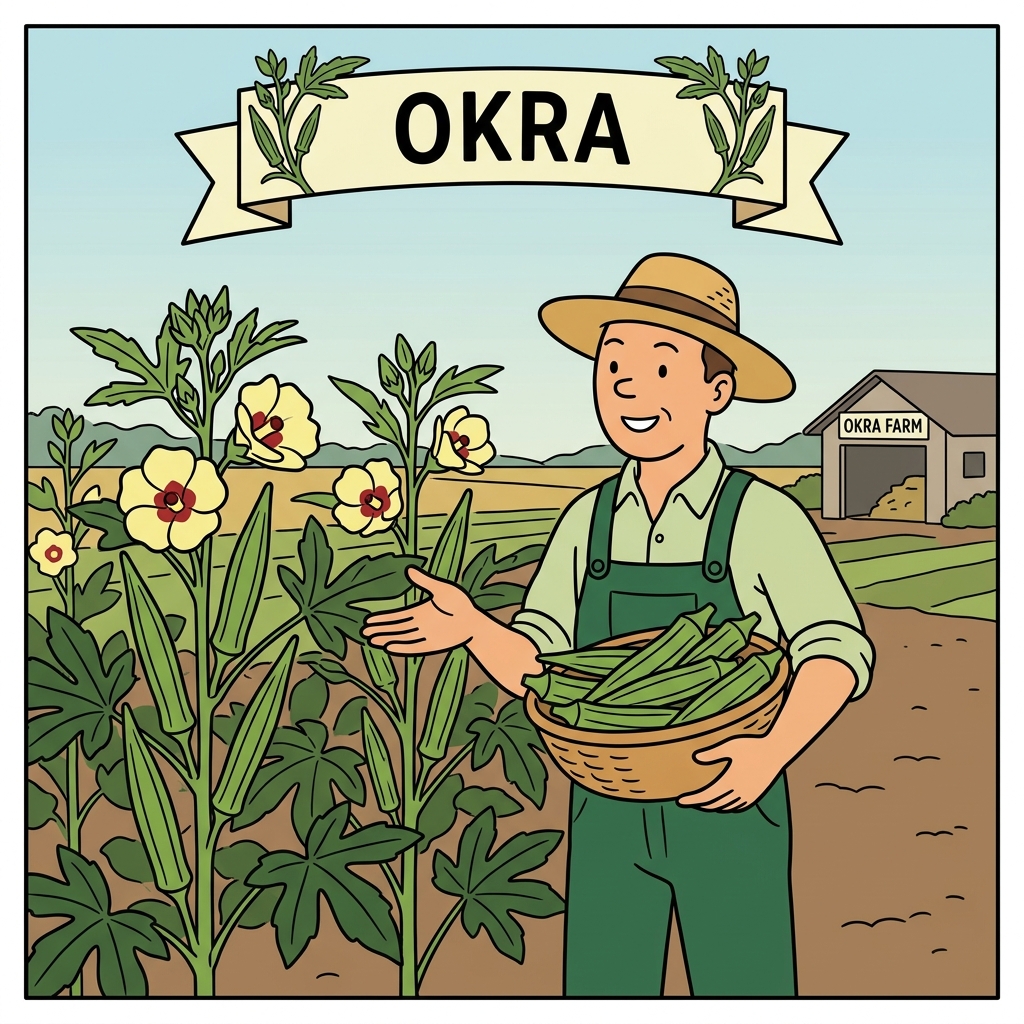 AI na mnemonic na ilustrasyon para sa salitang Ingles na "okra"