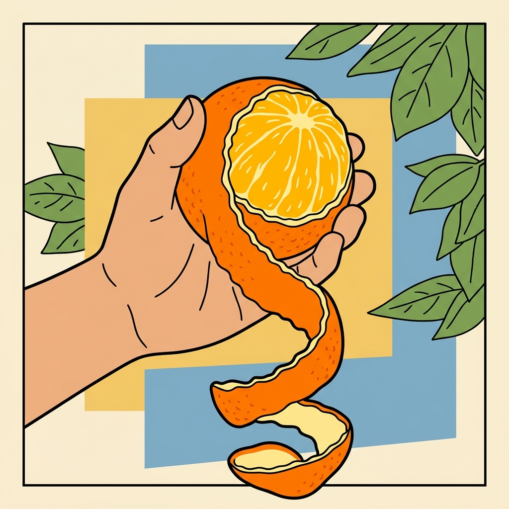 AI mnemonisk illustration for det engelske ord "orange"