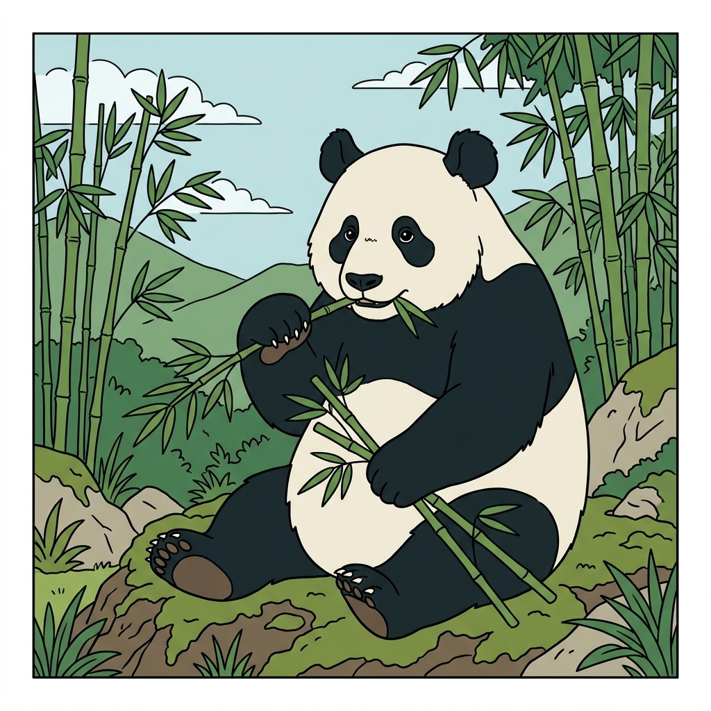 AI mnemonisk illustration for det engelske ord "panda"