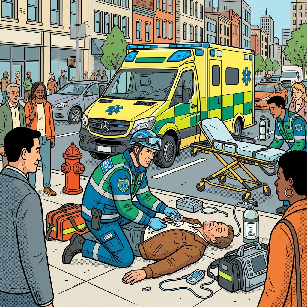 AI na mnemonic na ilustrasyon para sa salitang Ingles na "paramedic"