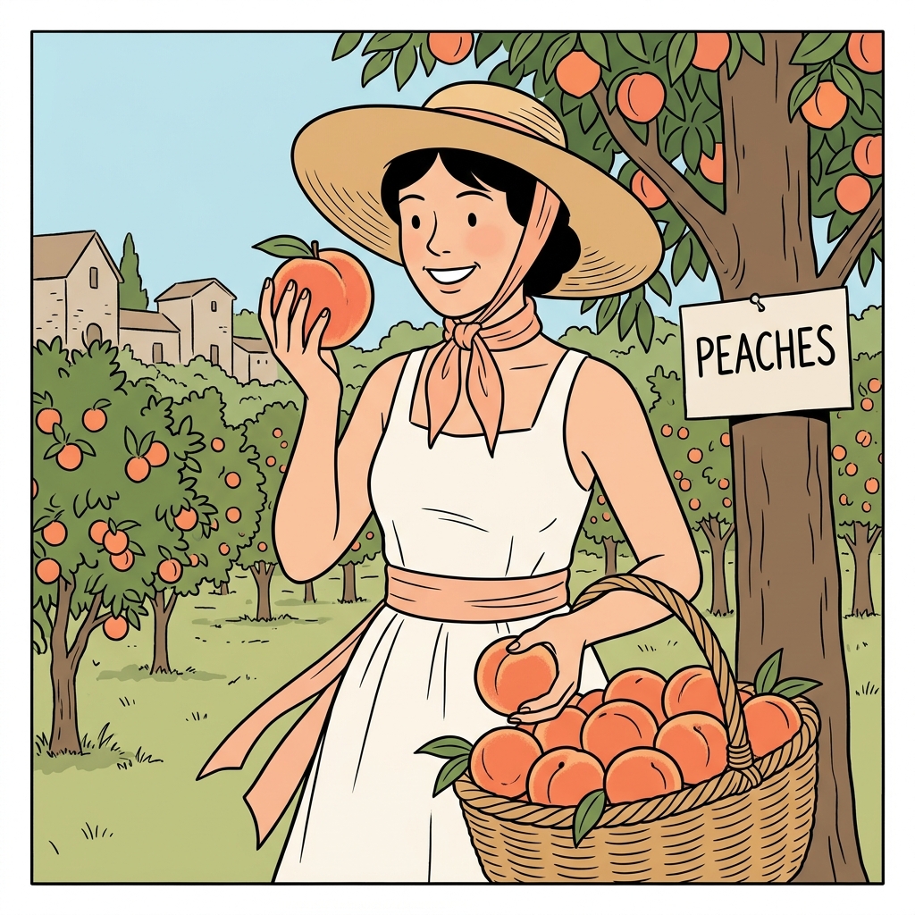 AI mnemonisk illustration for det engelske ord "peach"