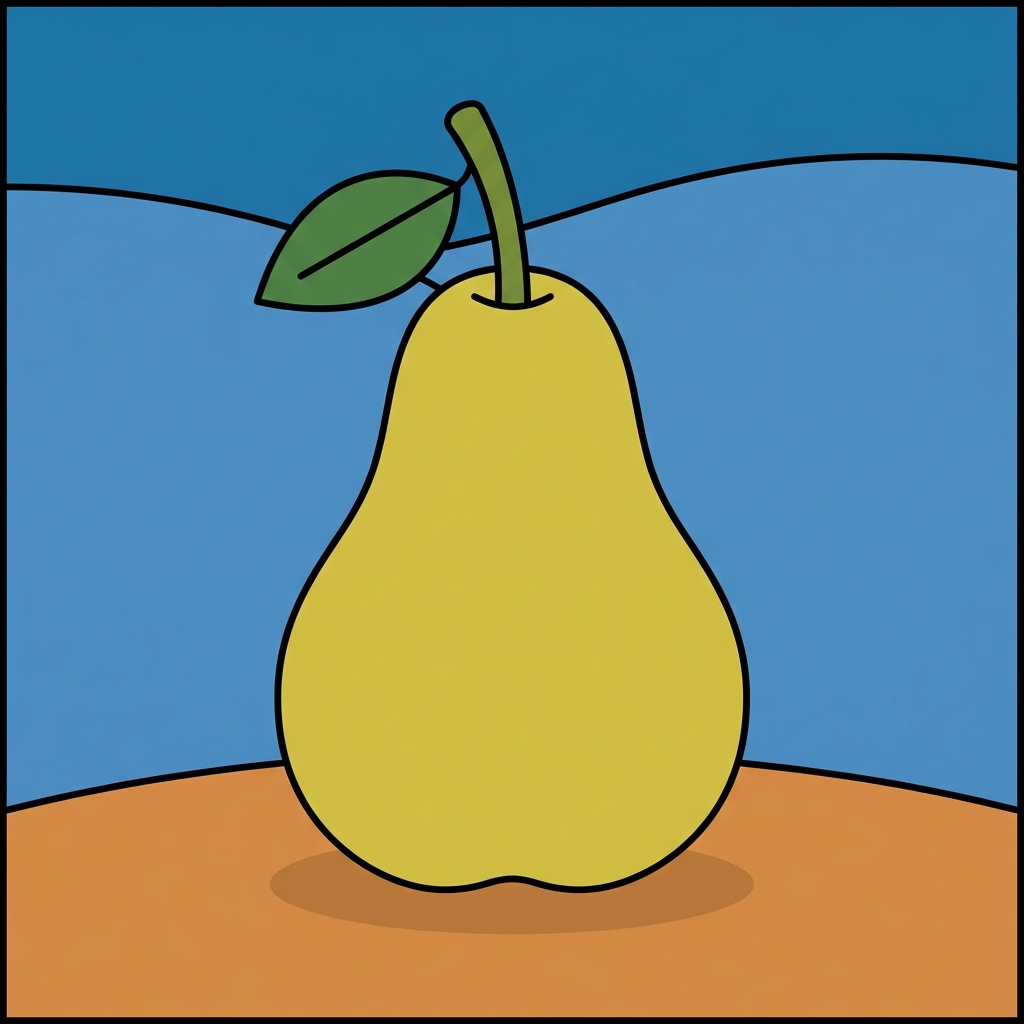 AI mnemonic illustration for the English word "pear"