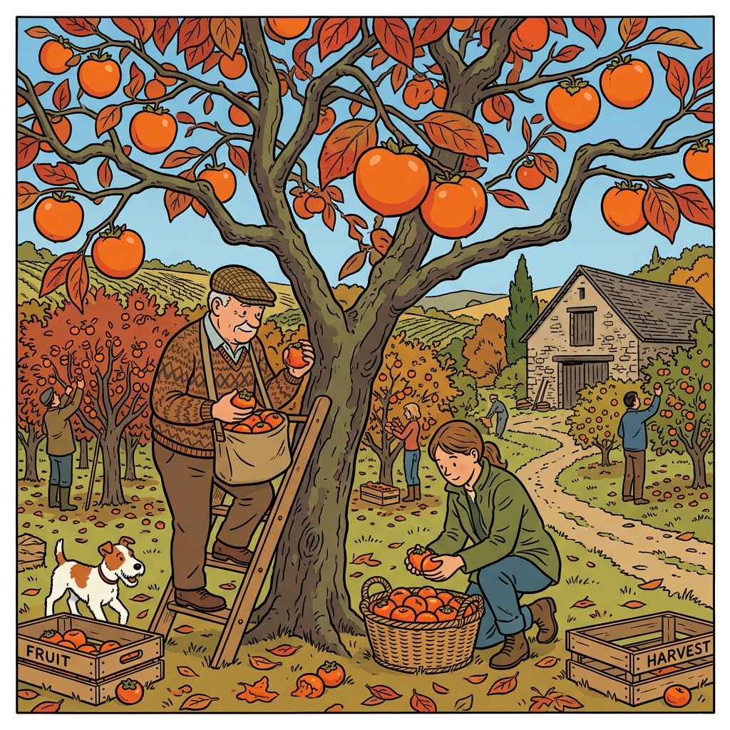 AI мнемонична илюстрация за английската дума „persimmon“