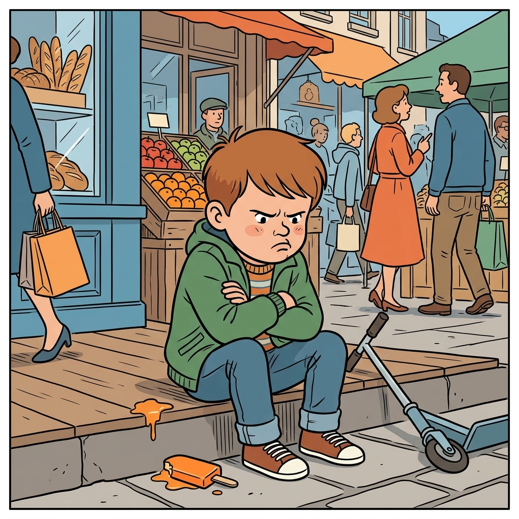 Ilustración mnemotécnica por AI para la palabra en inglés «petulance»