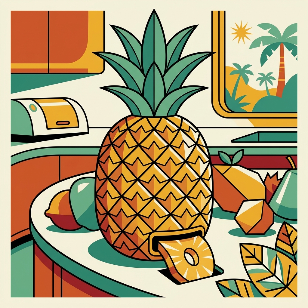 AI mnemonisk illustration for det engelske ord "pineapple"