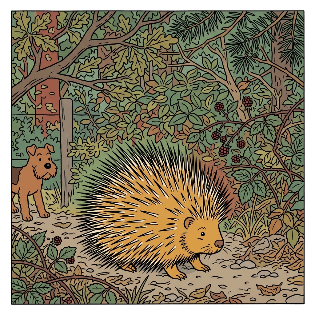 AI na mnemonic na ilustrasyon para sa salitang Ingles na "porcupine"