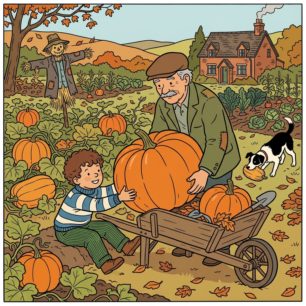 AI mnemonisk illustration for det engelske ord "pumpkin"