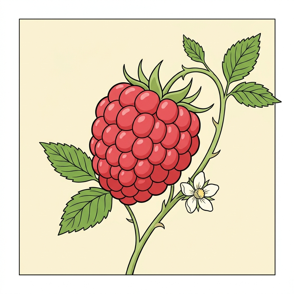 AI мнемонична илюстрация за английската дума „raspberry“