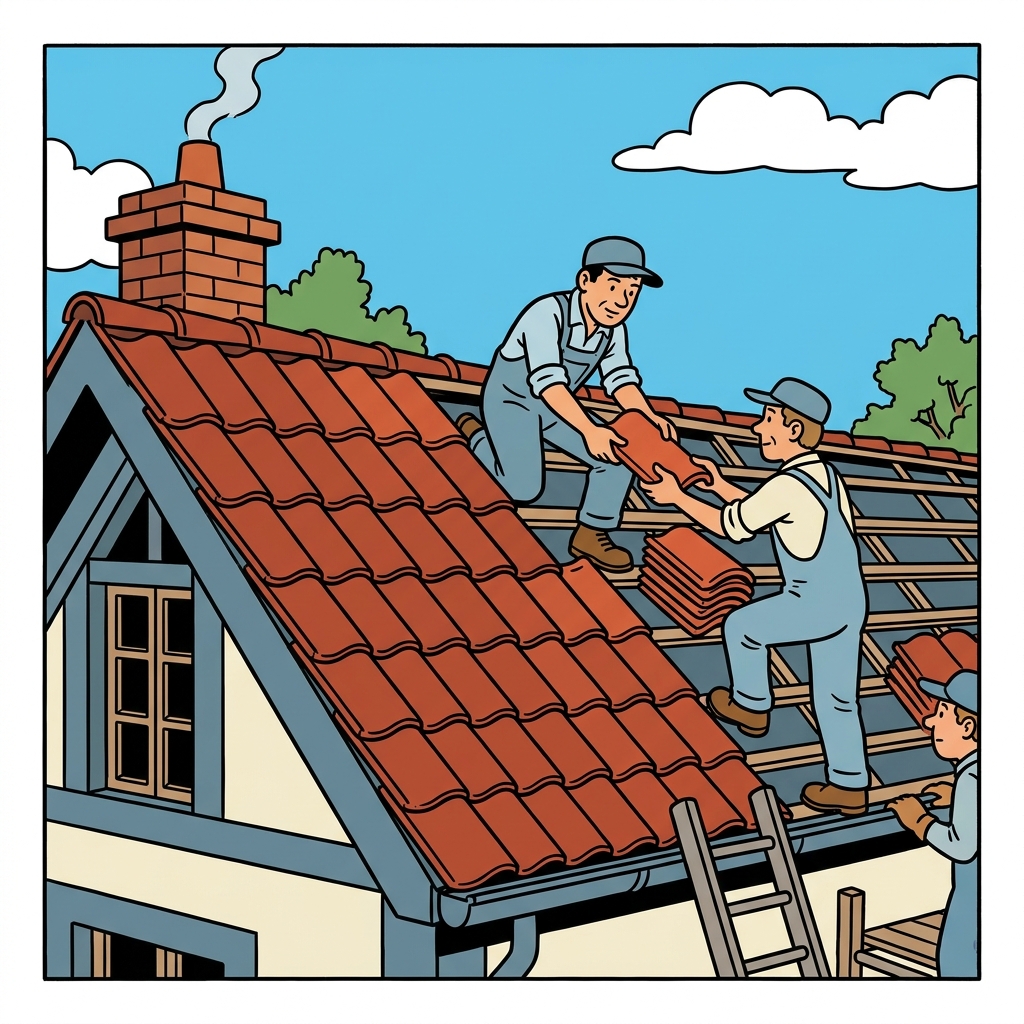 Ilustración mnemotécnica por AI para la palabra en inglés «roof»