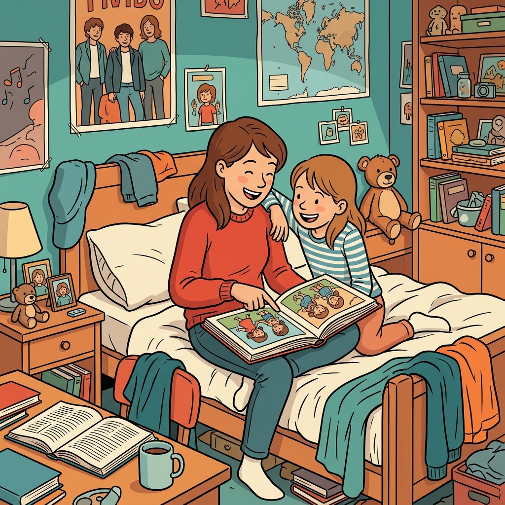 AI mnemonisk illustration for det engelske ord "sister"