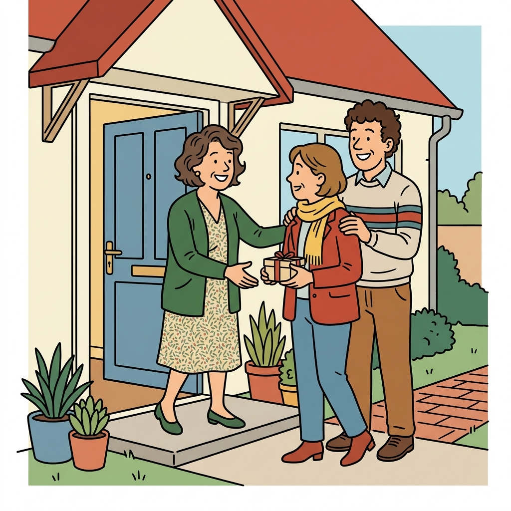 AI na mnemonic na ilustrasyon para sa salitang Ingles na "sister-in-law"