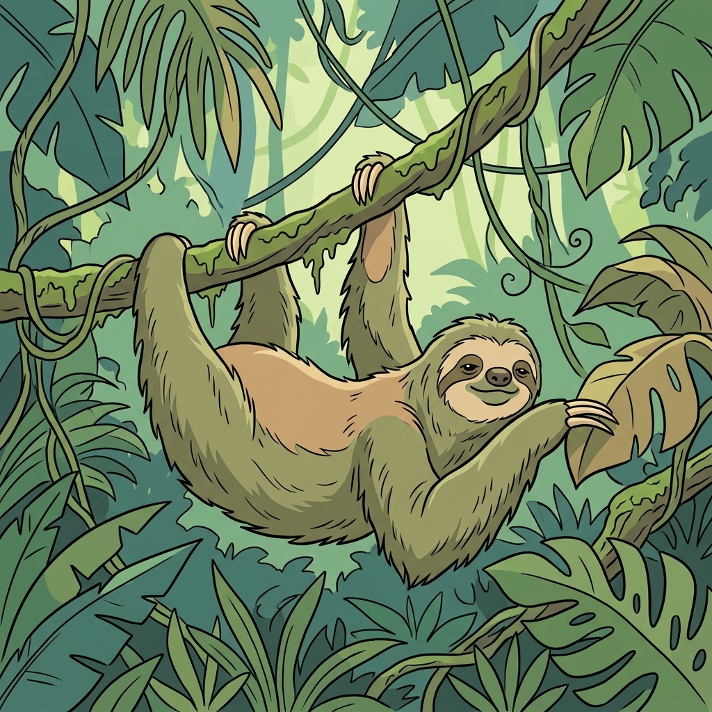 AI na mnemonic na ilustrasyon para sa salitang Ingles na "sloth"
