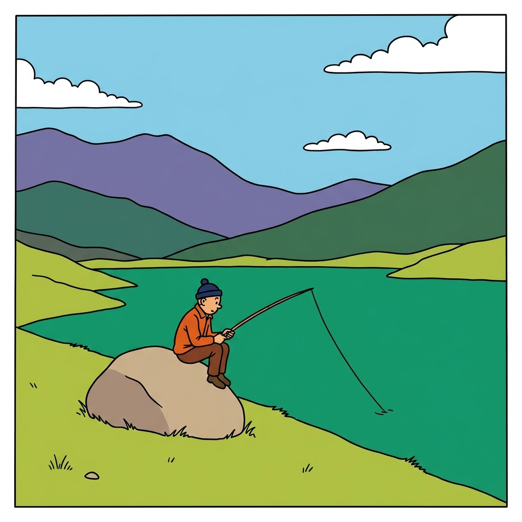 AI mnemonic illustration for the English word "solitary"
