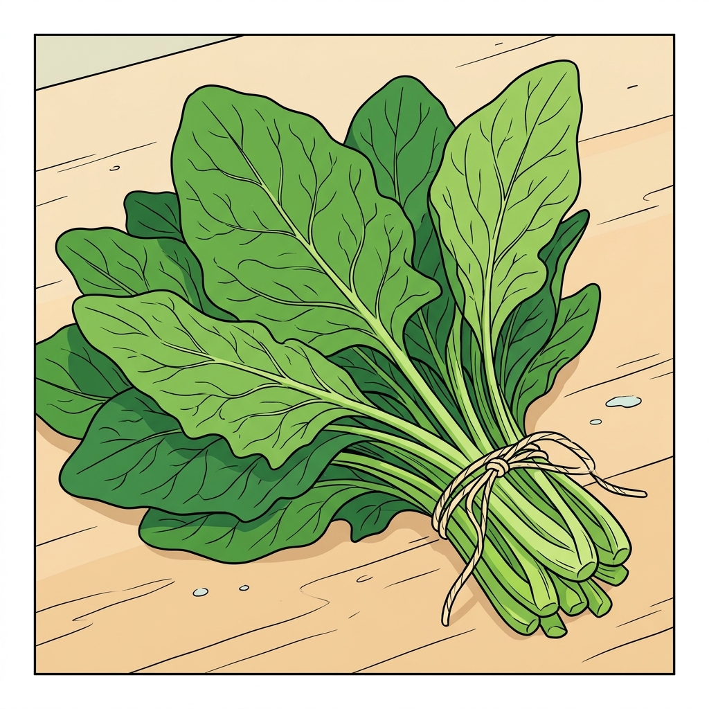AI mnemonisk illustration for det engelske ord "spinach"