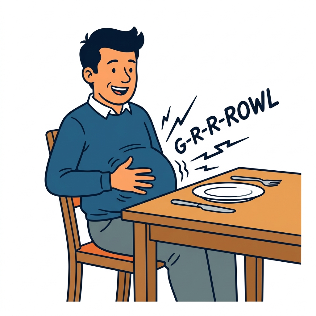 AI mnemonisk illustration for det engelske ord "stomach"