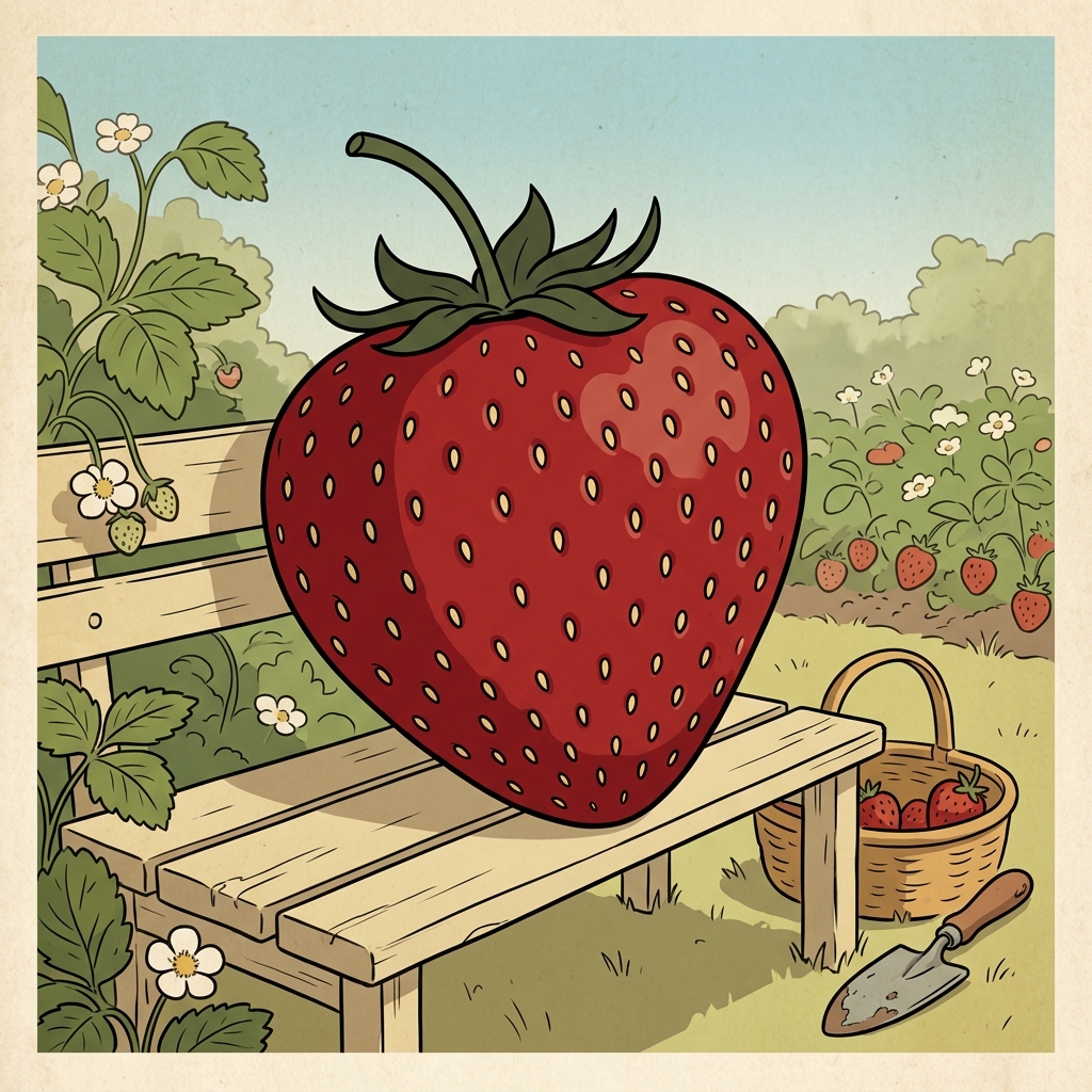 AI мнемонична илюстрация за английската дума „strawberry“