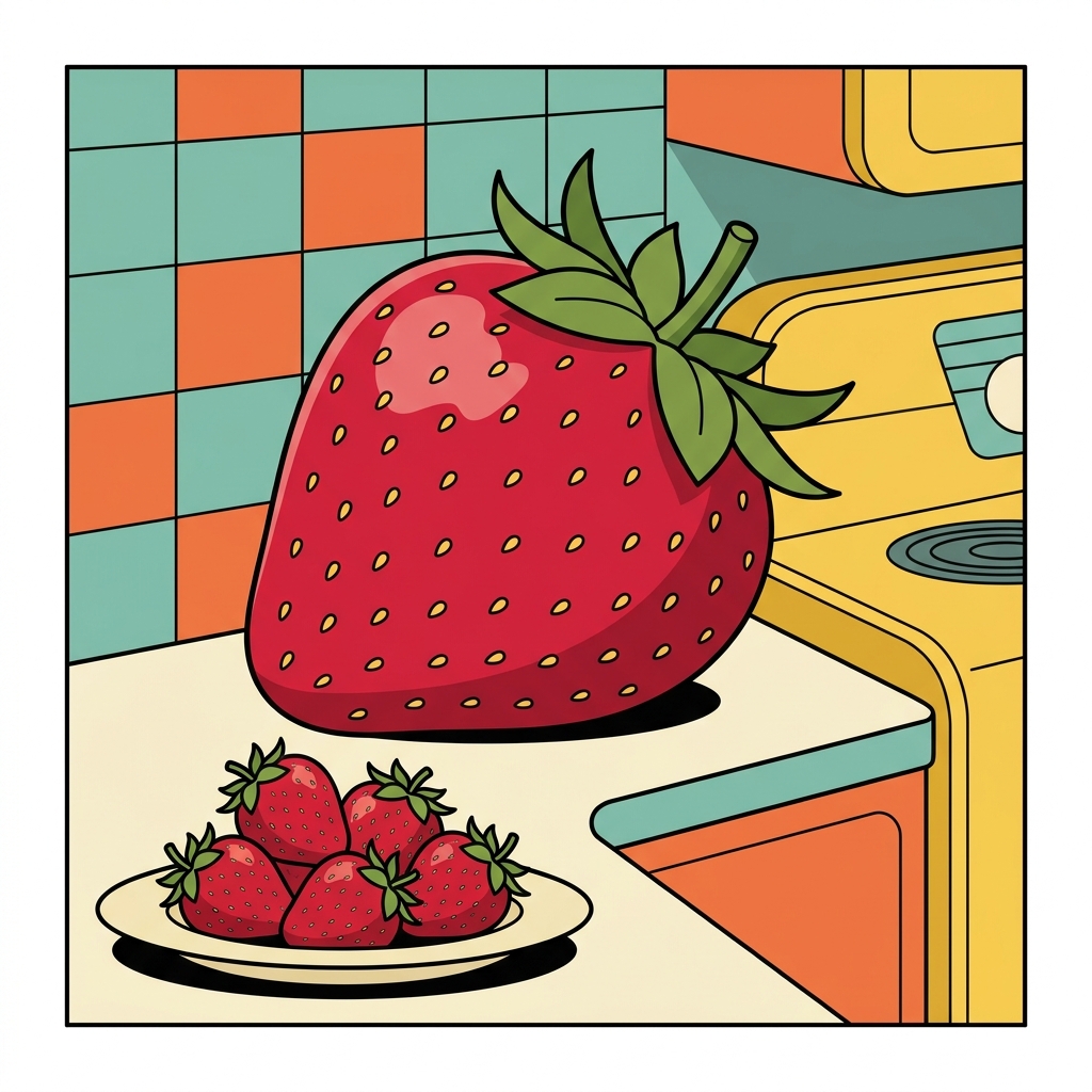 AI мнемонична илюстрация за английската дума „strawberry“