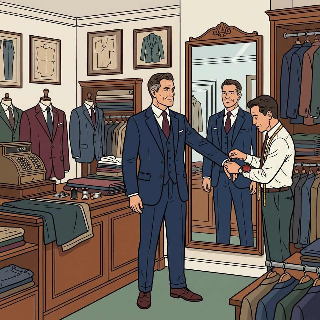 AI mnemonic illustration for the English word "suit"