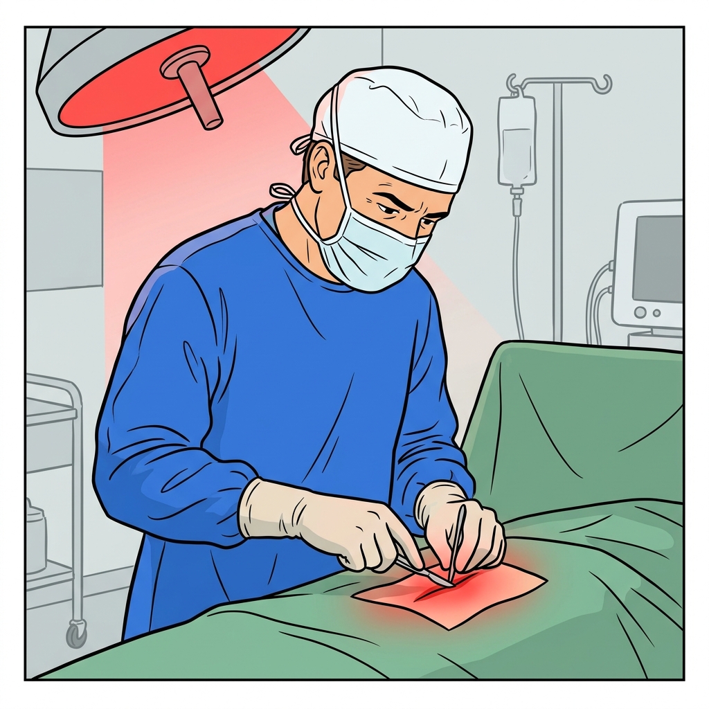 AI na mnemonic na ilustrasyon para sa salitang Ingles na "surgeon"
