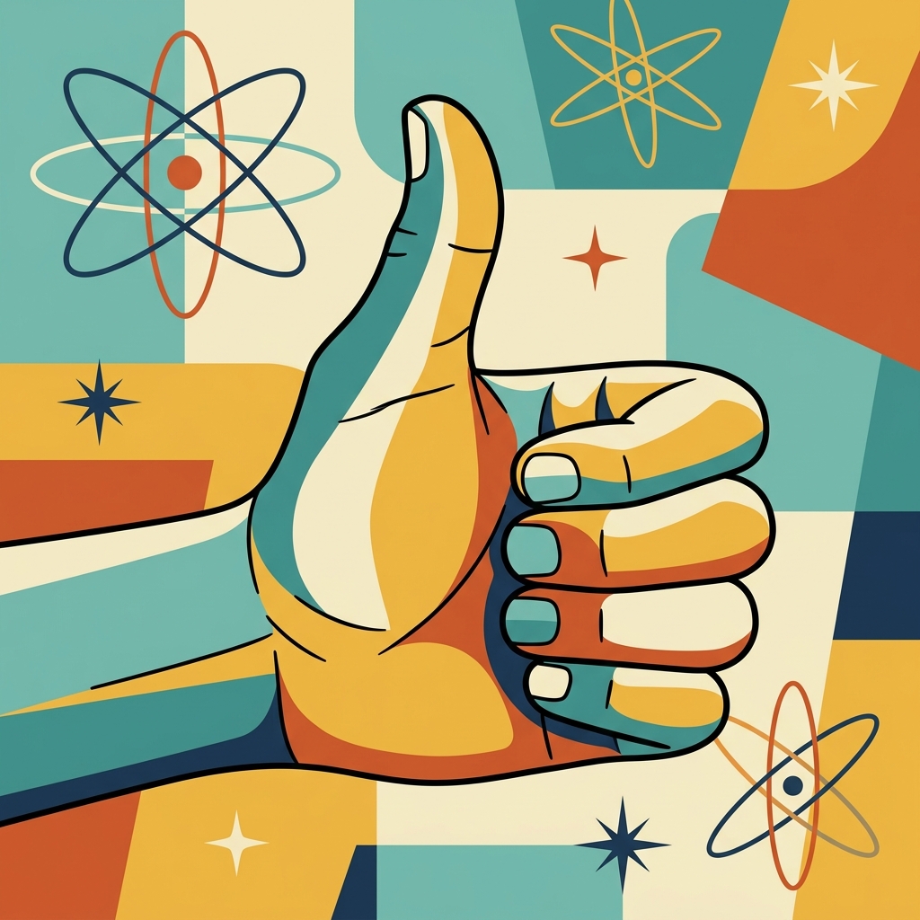Ilustración mnemotécnica por AI para la palabra en inglés «thumb»