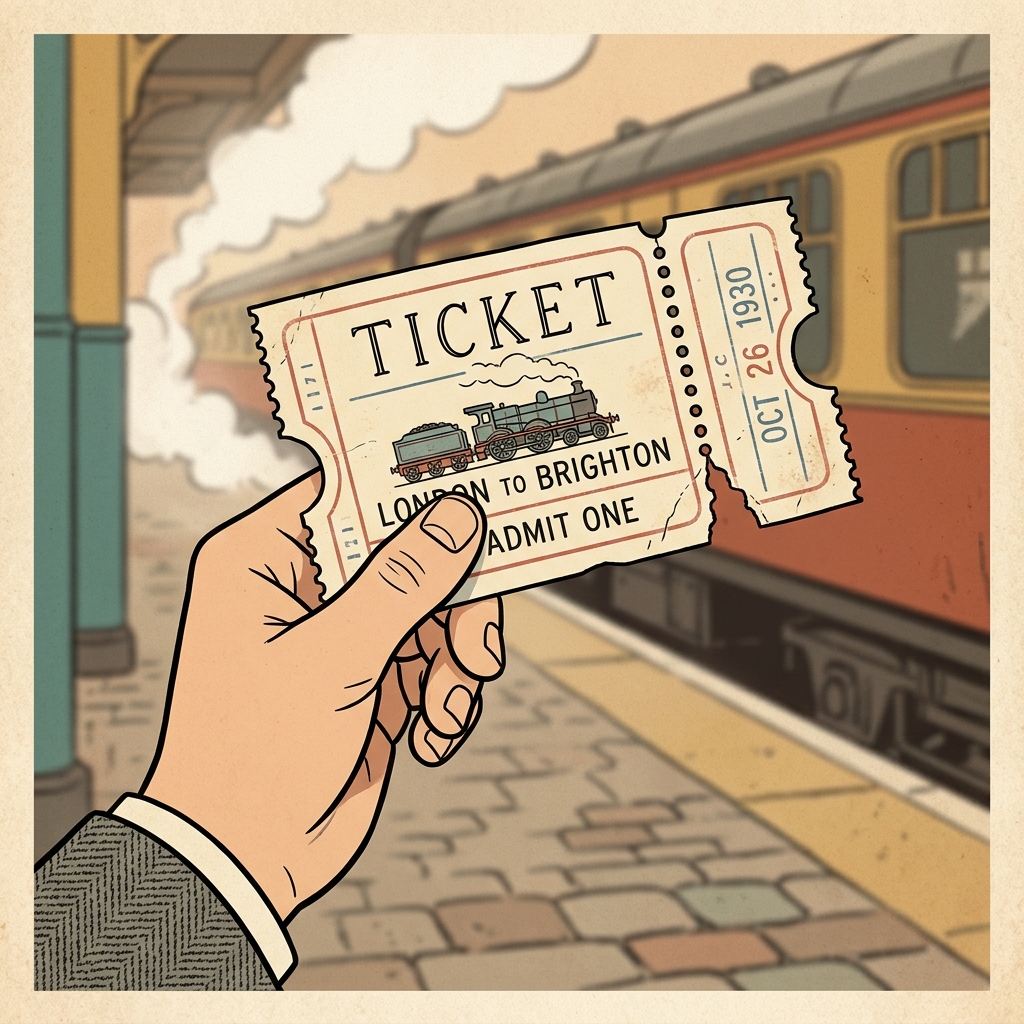 Ilustración mnemotécnica por AI para la palabra en inglés «ticket»