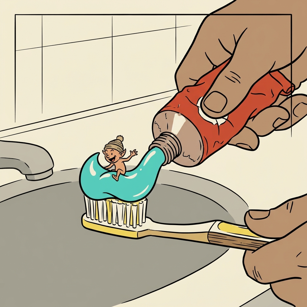 AI mnemonisk illustration for det engelske ord "toothpaste"