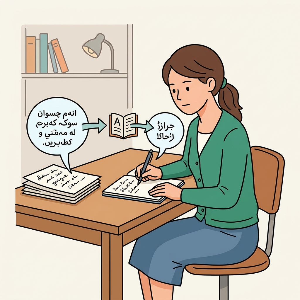 AI na mnemonic na ilustrasyon para sa salitang Ingles na "translator"