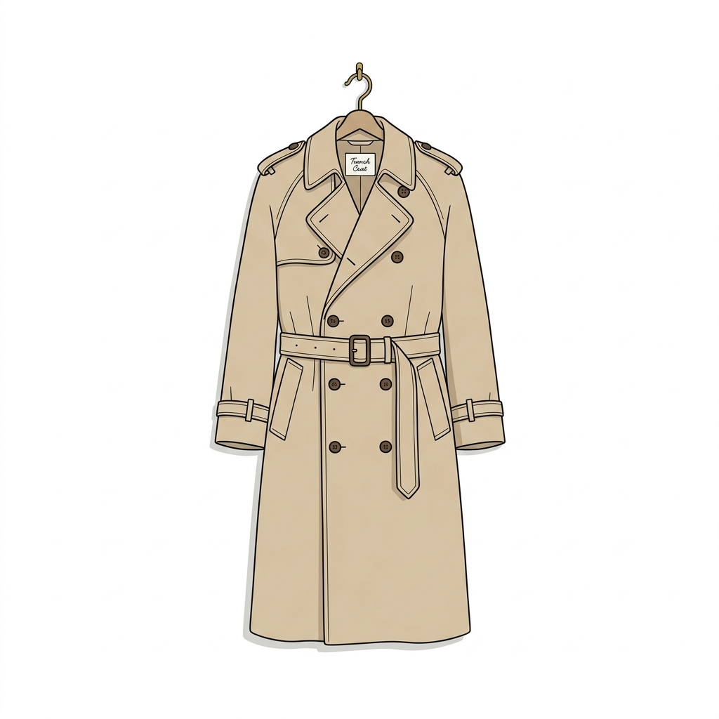 AI na mnemonic na ilustrasyon para sa salitang Ingles na "trench coat"