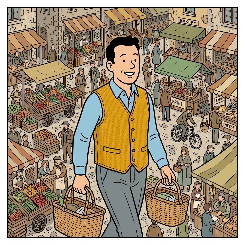 AI na mnemonic na ilustrasyon para sa salitang Ingles na "vest"