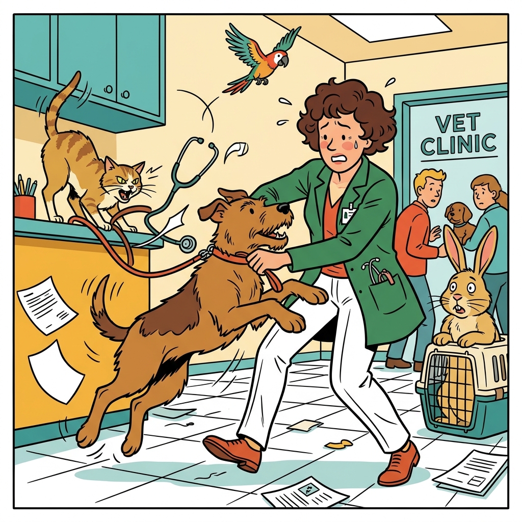 AI na mnemonic na ilustrasyon para sa salitang Ingles na "veterinarian"
