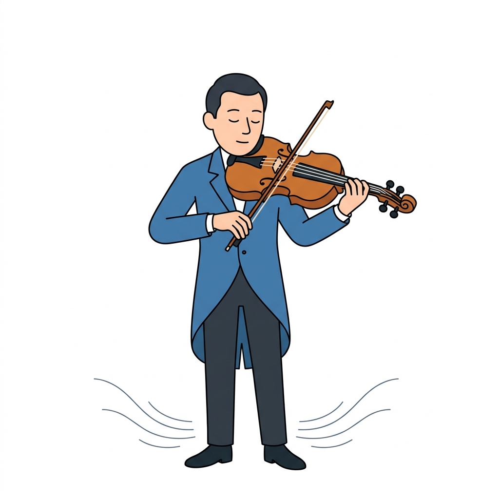 Ilustración mnemotécnica por AI para la palabra en inglés «violin»