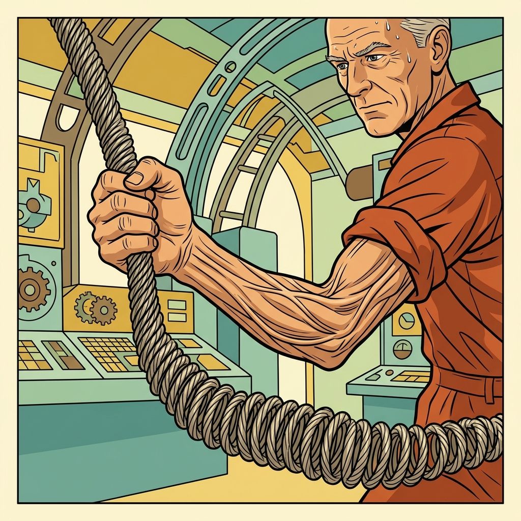 AI mnemonic illustration for the English word "wiry"