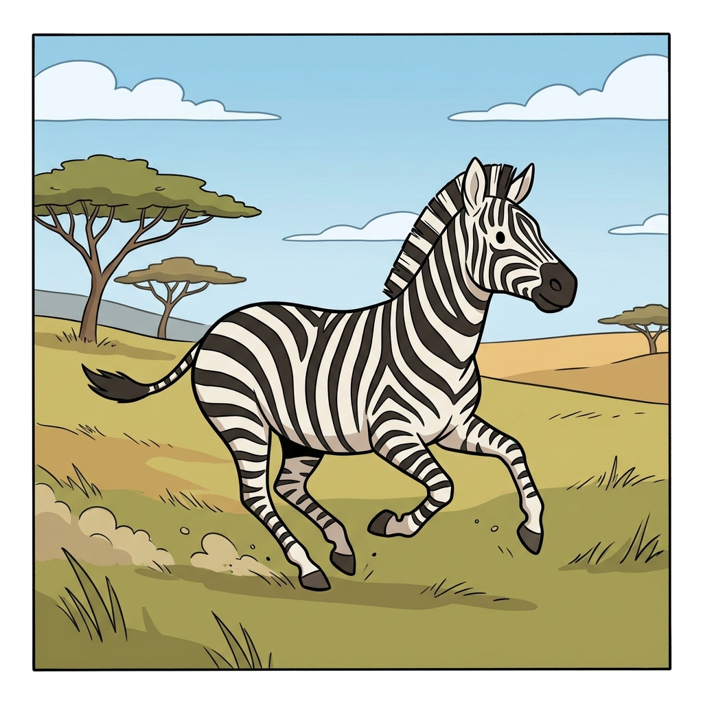AI mnemonisk illustration for det engelske ord "zebra"