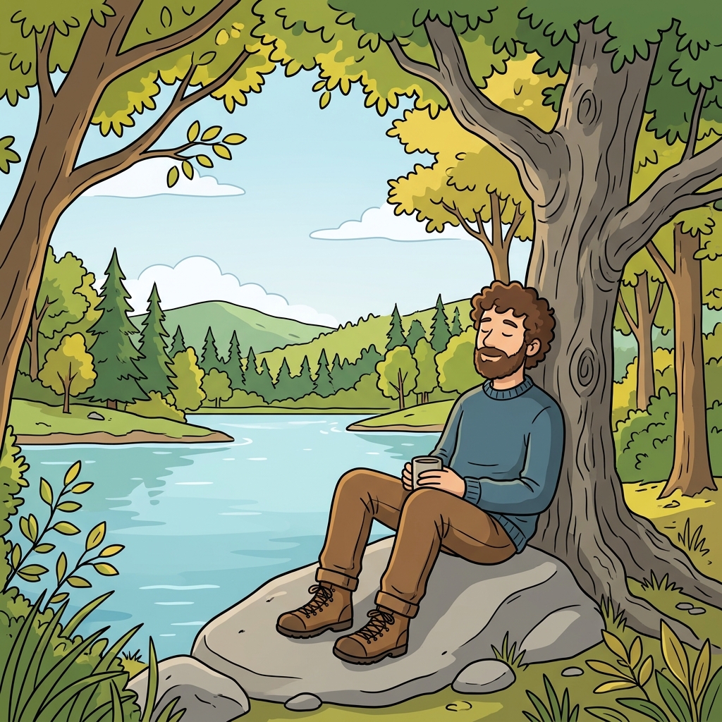 AI mnemonic illustration for the English word "solitude"