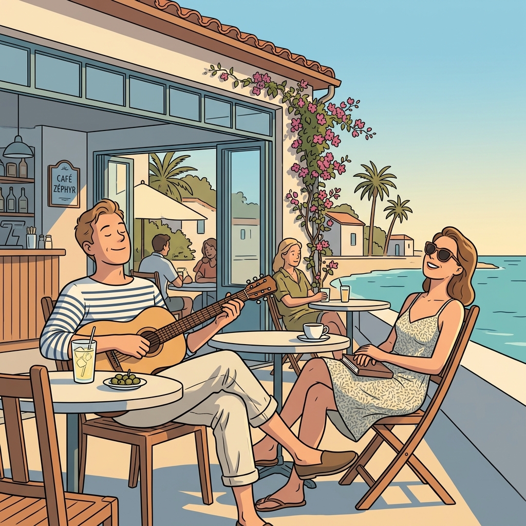 AI mnemonic illustration for the English word "vibe"